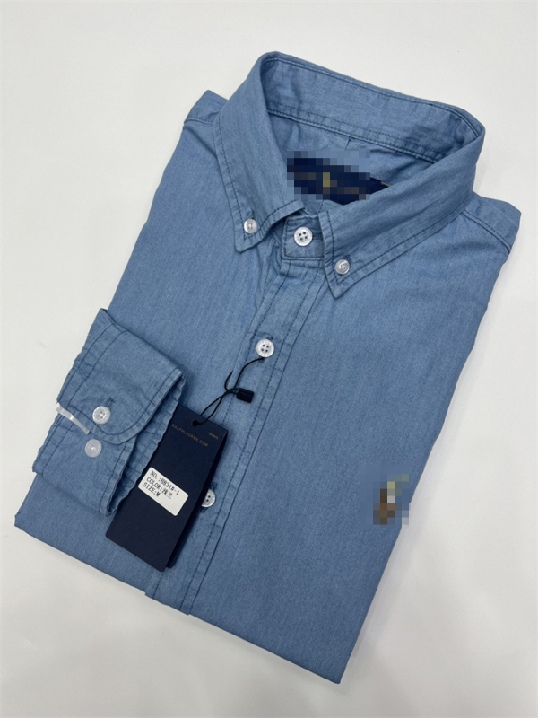 Muška traper košulja s vezom konjića i logom Warhorse, duge rukave, oprani denim, uski kroj