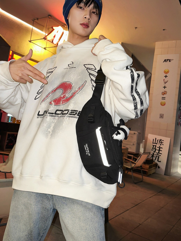 Pánska crossbody taška – praktická pá­sová taška, japonského štýlu, univerzálna pre študentov a cyklistov