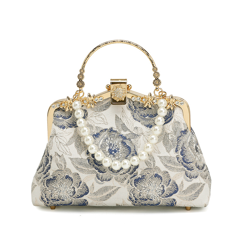 Torba Cheongsam u kineskom stilu – večernja clutch od svile, lanac s dijamantima, za rame ili crossbody