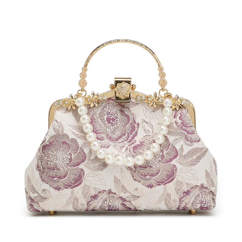 Torba Cheongsam u kineskom stilu – večernja clutch od svile, lanac s dijamantima, za rame ili crossbody