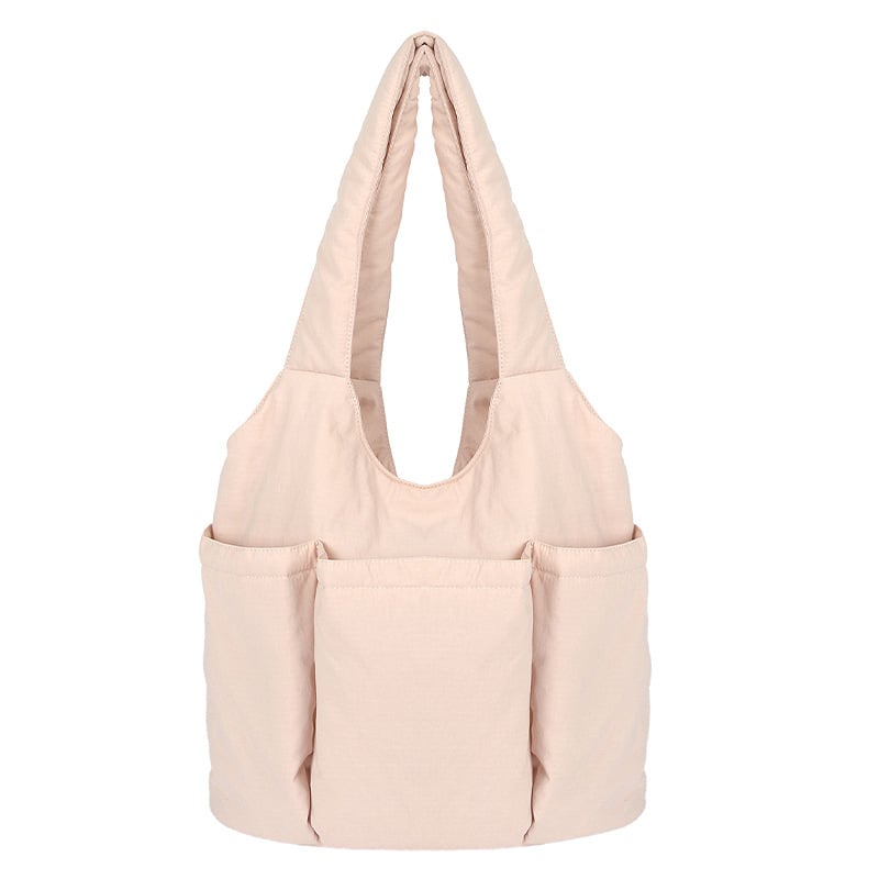 Dámska tote taška s viacerými vreckami, veľká kapacita, nylon, plisovaná, mäkký bucket štýl, leto 2025