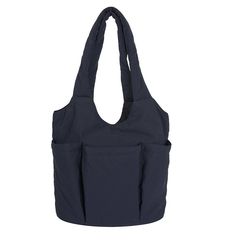 Dámska tote taška s viacerými vreckami, veľká kapacita, nylon, plisovaná, mäkký bucket štýl, leto 2025
