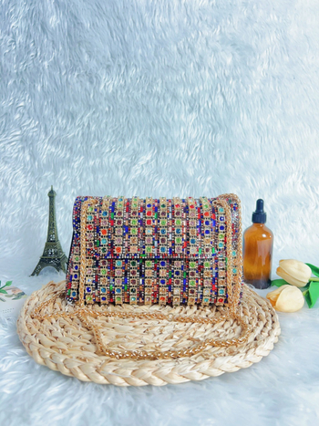 Nova ženska crossbody torbica s blok boja i kristalima, elegantna večernja torba za banket