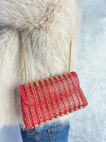 Nova ženska crossbody torbica s blok boja i kristalima, elegantna večernja torba za banket