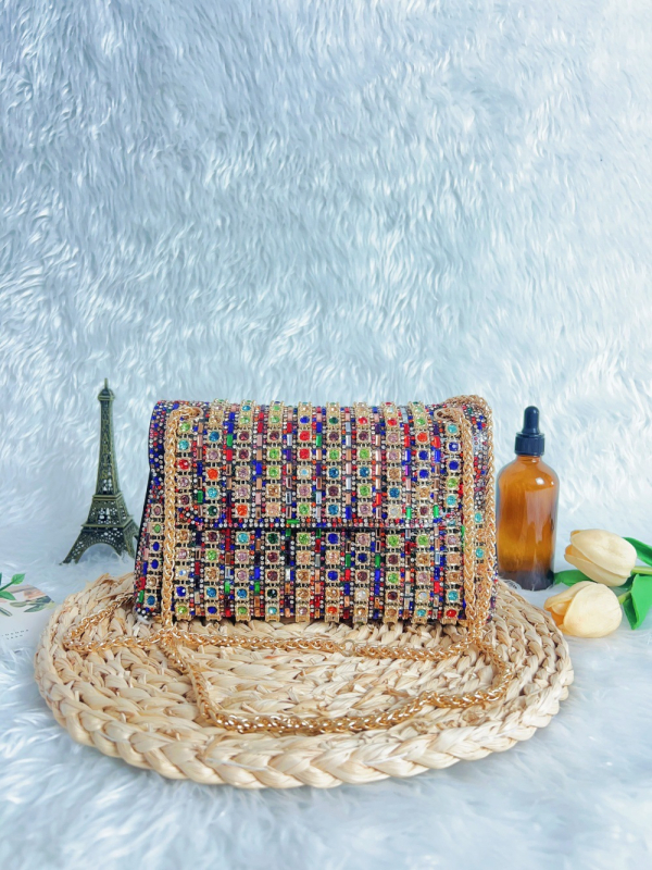 Nova ženska crossbody torbica s blok boja i kristalima, elegantna večernja torba za banket
