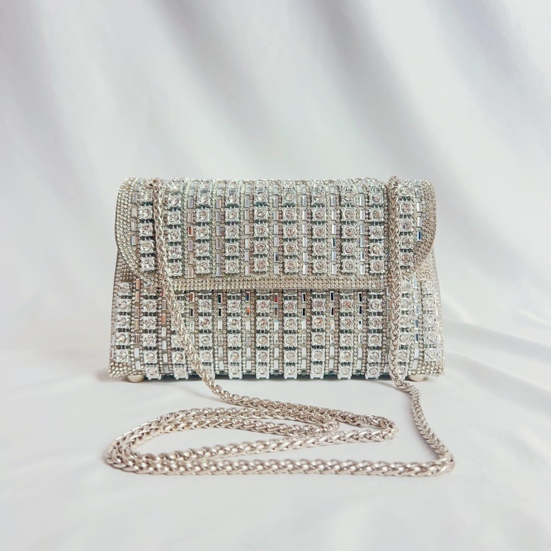 Nova ženska crossbody torbica s blok boja i kristalima, elegantna večernja torba za banket