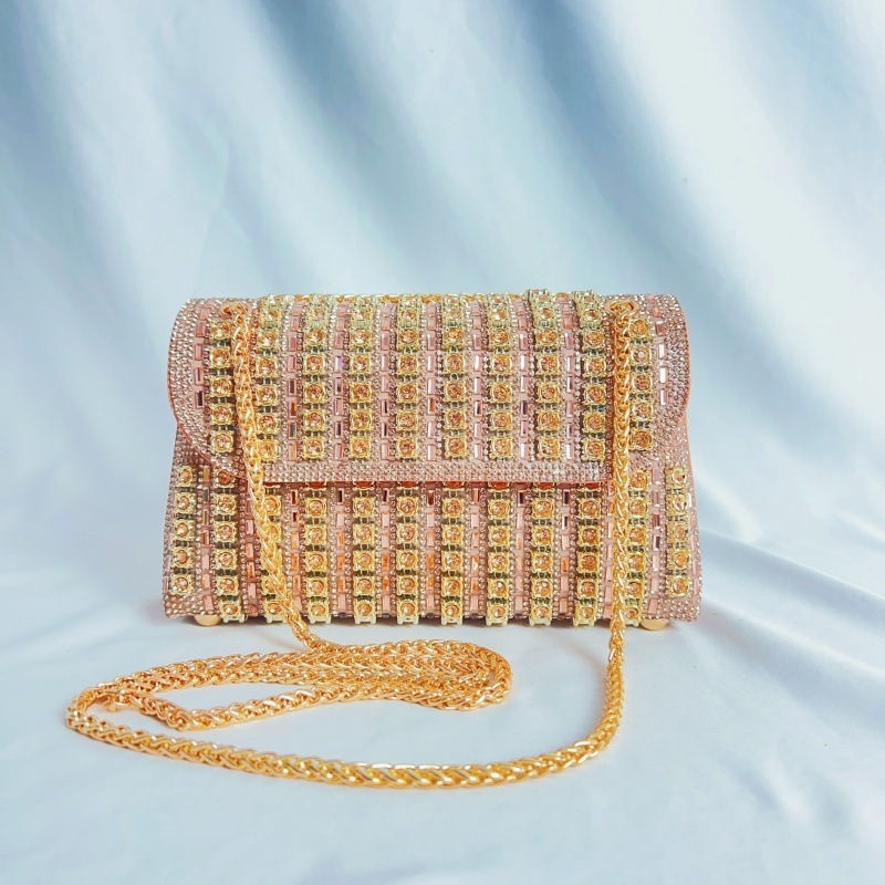 Nova ženska crossbody torbica s blok boja i kristalima, elegantna večernja torba za banket