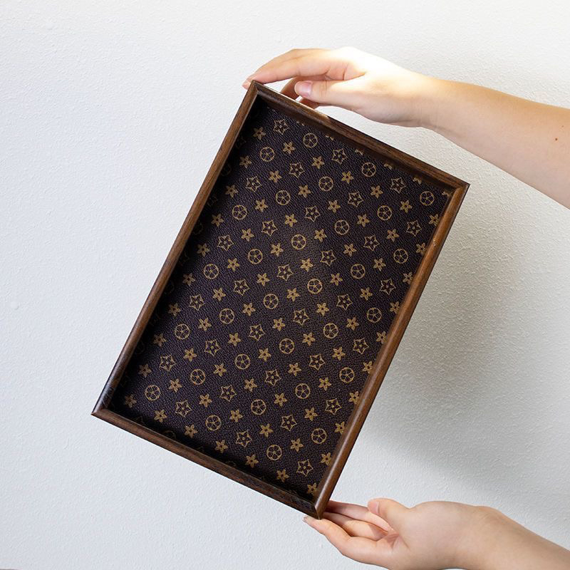 Drveni podmetač za čaj od orahovog drveta, pravokutni, visoke klase retro stil, elegantan organizator za nakit i čajne potrepštine