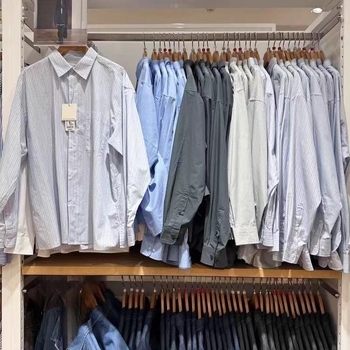 URAZ Unisex ležerna košulja s prugama, dugi rukav, stojeći ovratnik, casual lanena tkanina, prozračna
