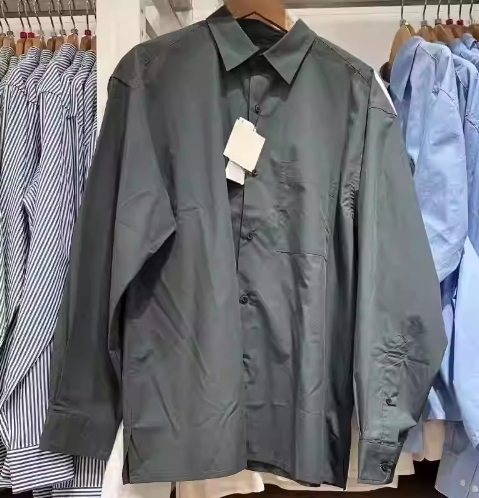 URAZ Unisex ležerna košulja s prugama, dugi rukav, stojeći ovratnik, casual lanena tkanina, prozračna
