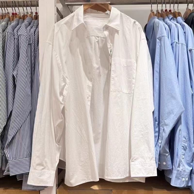 URAZ Unisex ležerna košulja s prugama, dugi rukav, stojeći ovratnik, casual lanena tkanina, prozračna