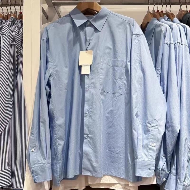 URAZ Unisex ležerna košulja s prugama, dugi rukav, stojeći ovratnik, casual lanena tkanina, prozračna