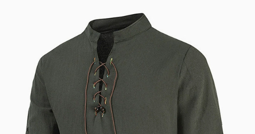 Muška Henley majica od pamuka i lana, stojeći ovratnik, dugi rukav, udoban kroj, hipijevski plažni stil, euro veličina