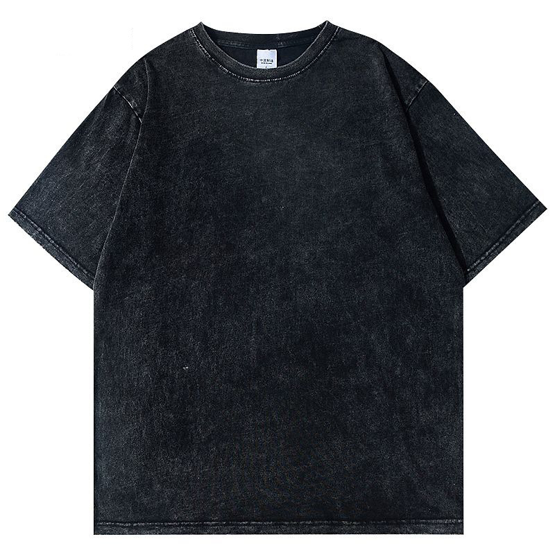 Ανδρικό κοντομάνικο T-shirt από βαμβάκι, αμερικανικού στυλ, πλυμένο εφέ, φαρδιά γραμμή, καλοκαίρι