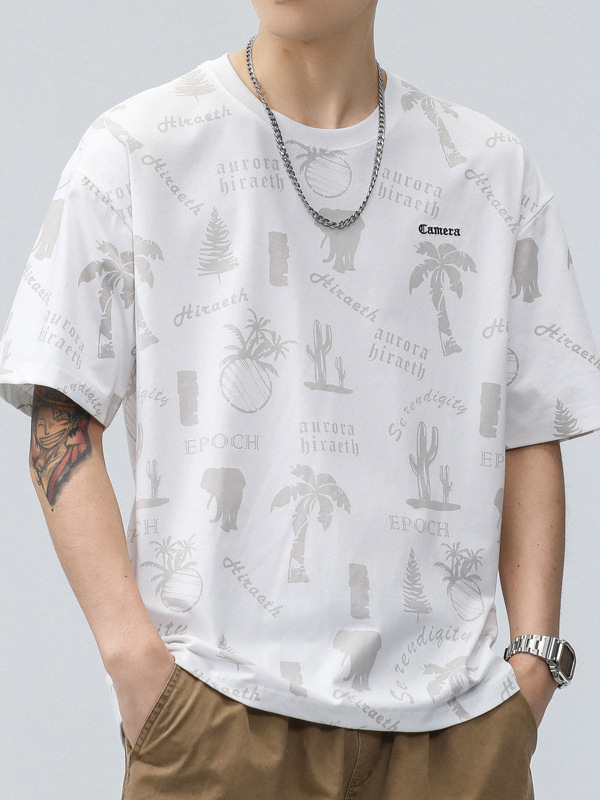 Muški T-shirt s kratkim rukavima od ice silk, ljeto 2025, brzo suši, opuštena silueta, okrugli izrez, svakodnevna upotreba.