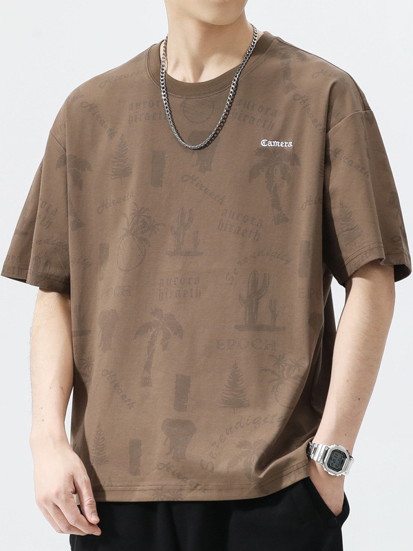 Muški T-shirt s kratkim rukavima od ice silk, ljeto 2025, brzo suši, opuštena silueta, okrugli izrez, svakodnevna upotreba.