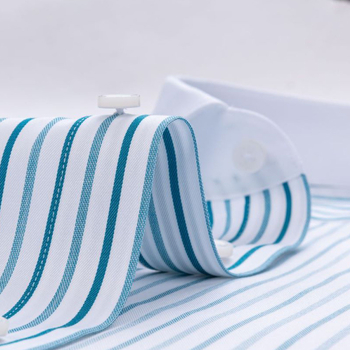 Muška košulja s kratkim rukavima, bez glačanja, prugasta s blokom boja i kvadratnim ovratnikom, slim fit