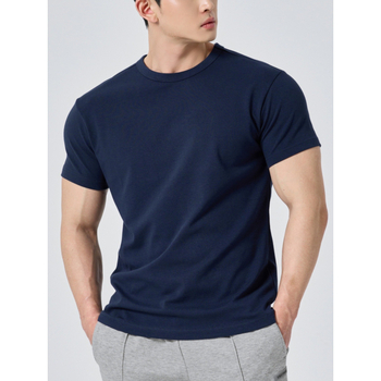 Muška kratka majica u američkom stilu, ljetna, slim fit, okrugli izrez, pamuk, prozračna, jednobojna osnovna sloj
