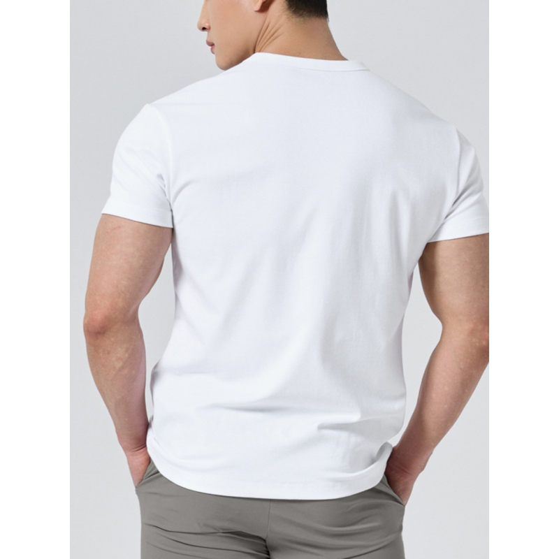 Muška kratka majica u američkom stilu, ljetna, slim fit, okrugli izrez, pamuk, prozračna, jednobojna osnovna sloj