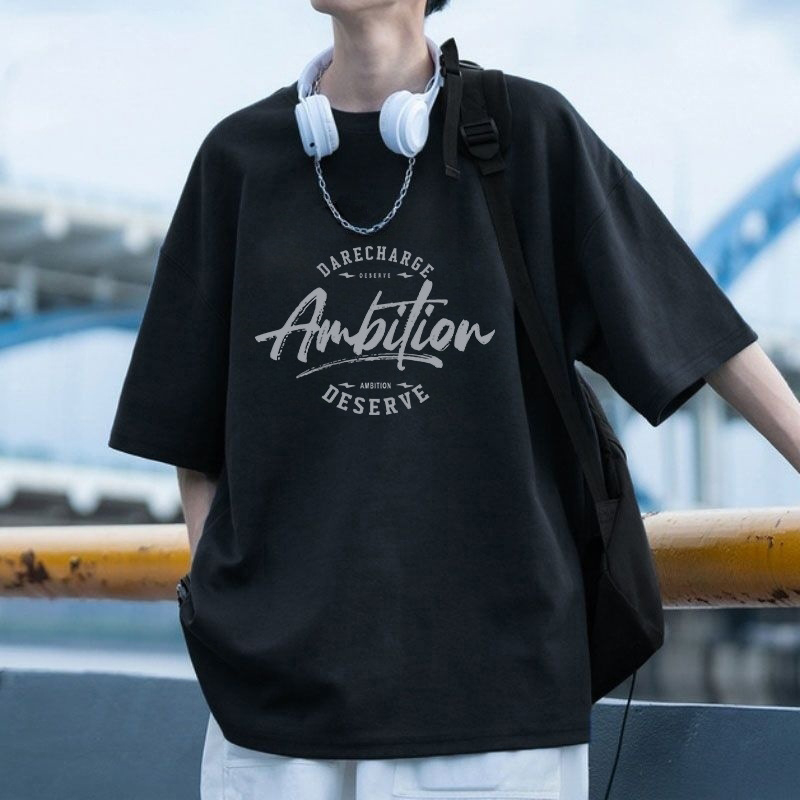 Ανδρικό κοντομάνικο T‑shirt από 100% βαμβάκι, καλοκαιρινό χαλαρό στυλ, μοντέρνο