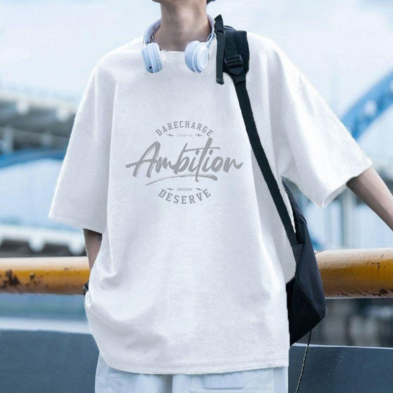 Ανδρικό κοντομάνικο T‑shirt από 100% βαμβάκι, καλοκαιρινό χαλαρό στυλ, μοντέρνο