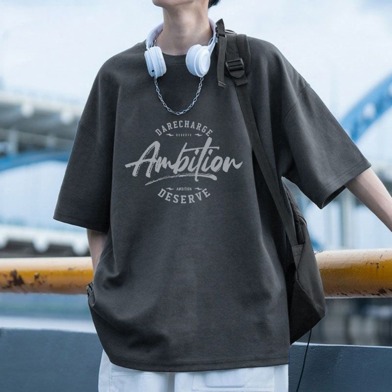 Ανδρικό κοντομάνικο T‑shirt από 100% βαμβάκι, καλοκαιρινό χαλαρό στυλ, μοντέρνο
