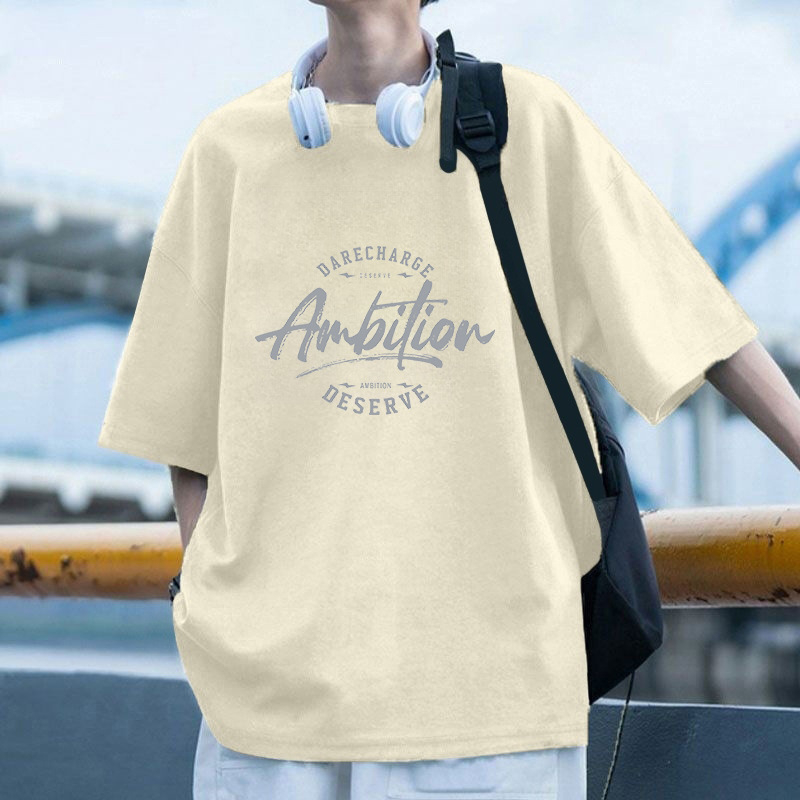 Ανδρικό κοντομάνικο T‑shirt από 100% βαμβάκι, καλοκαιρινό χαλαρό στυλ, μοντέρνο