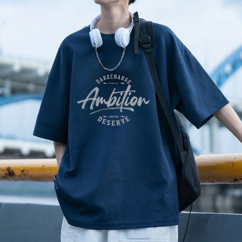 Ανδρικό κοντομάνικο T‑shirt από 100% βαμβάκι, καλοκαιρινό χαλαρό στυλ, μοντέρνο