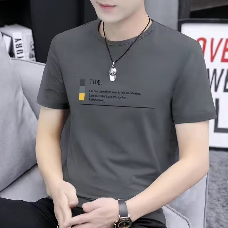 Ανδρικό κοντομάνικο T-shirt από ice silk για καλοκαίρι, κορεατικό στυλ, καθημερινό και άνετο