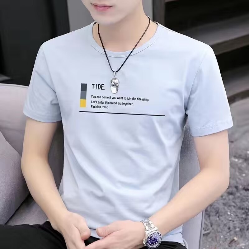 Ανδρικό κοντομάνικο T-shirt από ice silk για καλοκαίρι, κορεατικό στυλ, καθημερινό και άνετο