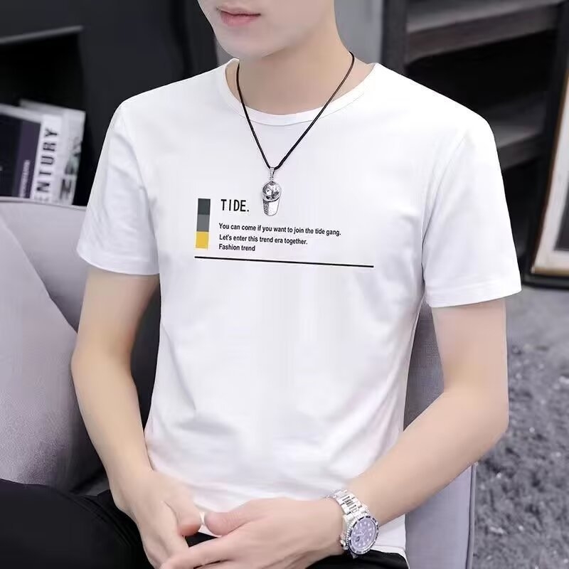 Ανδρικό κοντομάνικο T-shirt από ice silk για καλοκαίρι, κορεατικό στυλ, καθημερινό και άνετο