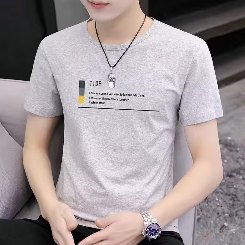 Ανδρικό κοντομάνικο T-shirt από ice silk για καλοκαίρι, κορεατικό στυλ, καθημερινό και άνετο