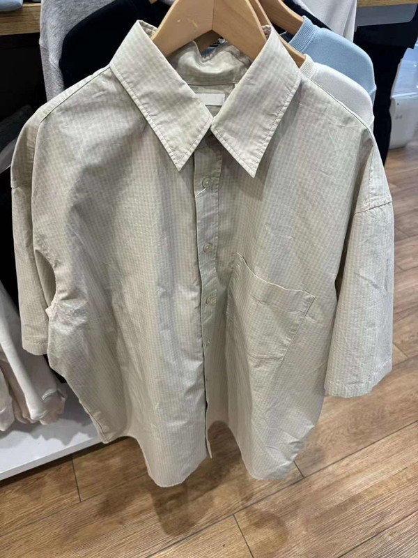 Unisex košulja u japanskom stilu, opuštena silueta, karirana, proljeće-ljeto, kratki rukav, 5/8 rukav, udobna košulja, 467844/467845