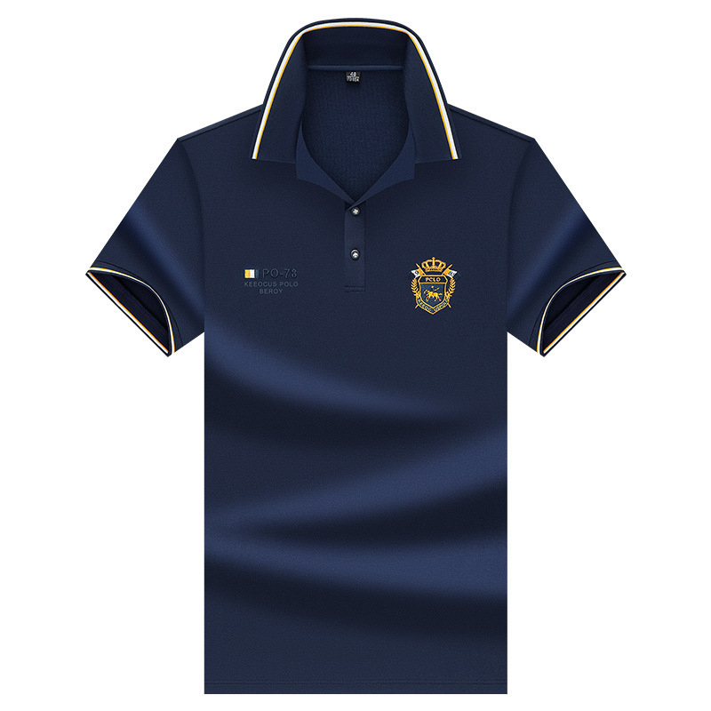 Ali tiger Ανδρικό πόλο μπλουζάκι με κοντά μανίκια, επιχειρηματικό casual, βαμβακερό τοπ με κέντημα
