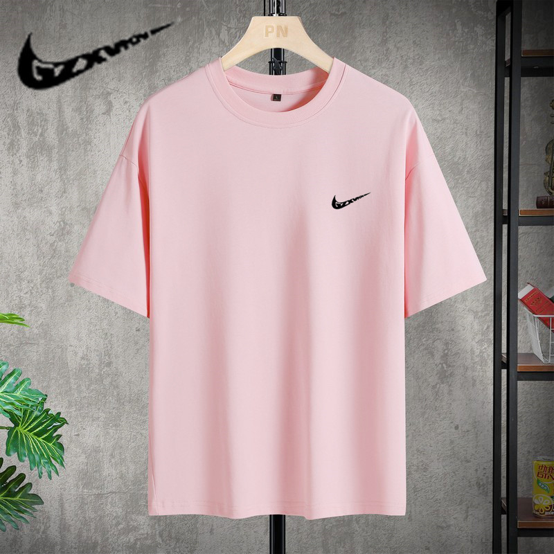 Unisex βαμβακερό T‑shirt για καλοκαίρι 2024, χαλαρή γραμμή, μονόχρωμο, στρογγυλή λαιμόκοψη, βαρύ βαμβάκι, Diwei Street