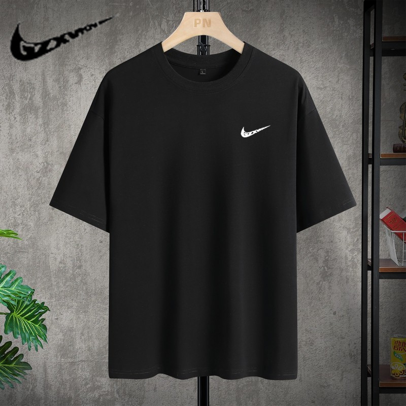 Unisex βαμβακερό T‑shirt για καλοκαίρι 2024, χαλαρή γραμμή, μονόχρωμο, στρογγυλή λαιμόκοψη, βαρύ βαμβάκι, Diwei Street