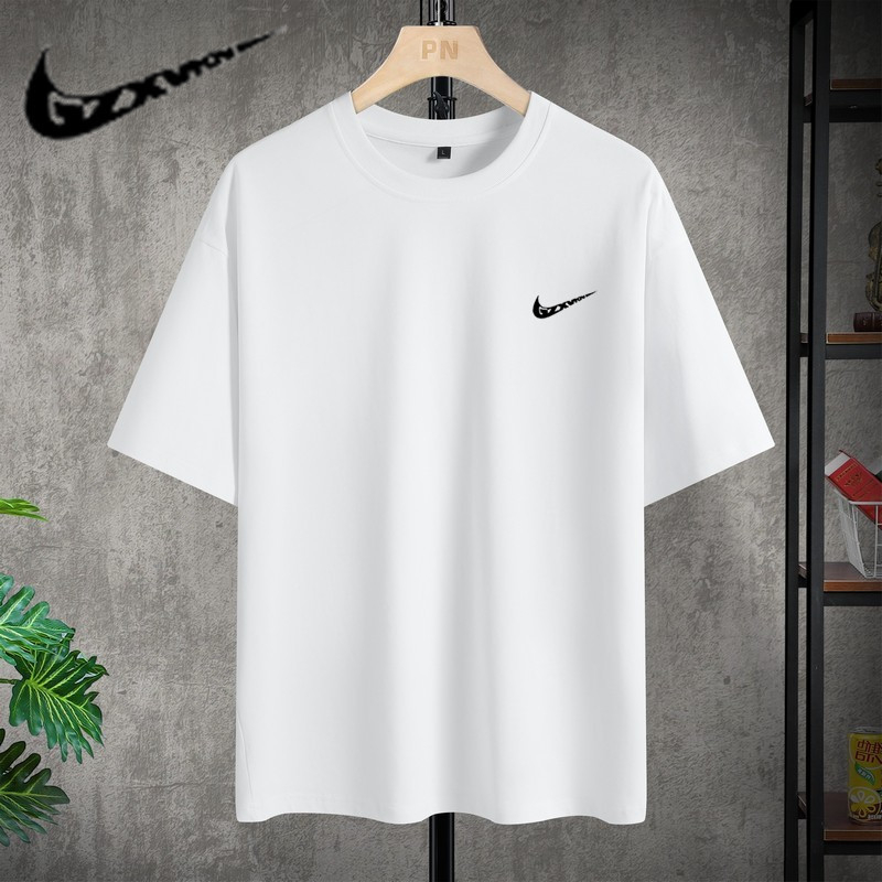 Unisex βαμβακερό T‑shirt για καλοκαίρι 2024, χαλαρή γραμμή, μονόχρωμο, στρογγυλή λαιμόκοψη, βαρύ βαμβάκι, Diwei Street