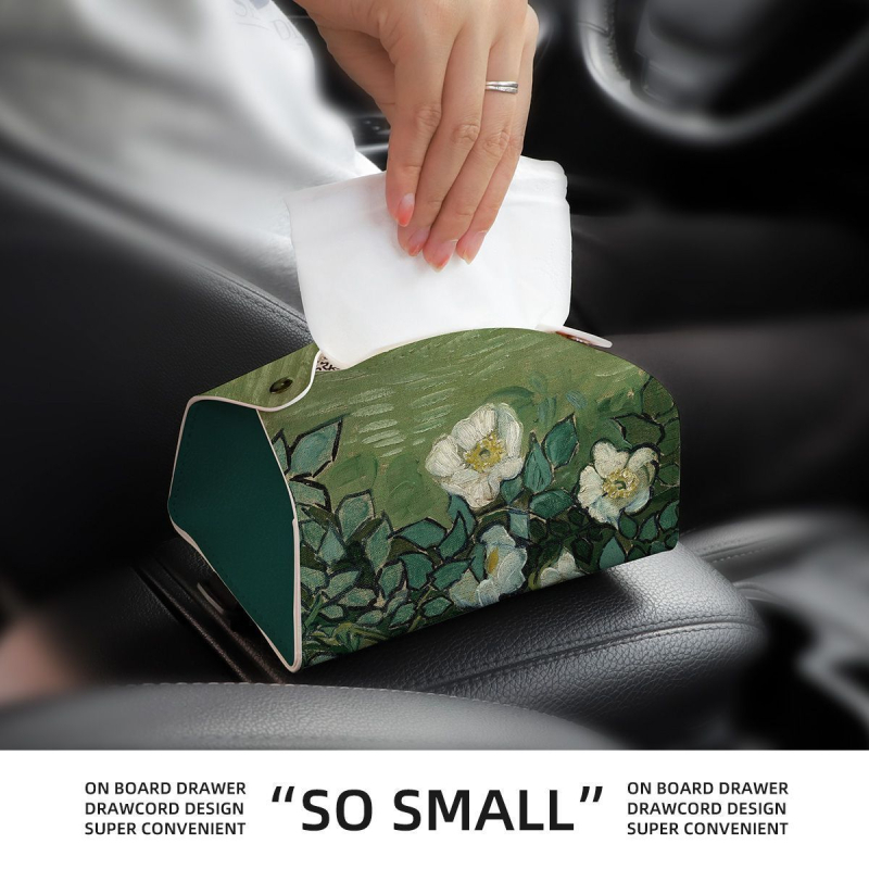 Kutija za papirnate maramice za auto u stilu ulja na platnu, viseća, elegantan dizajn, kreativna kutija za maramice za auto za žene