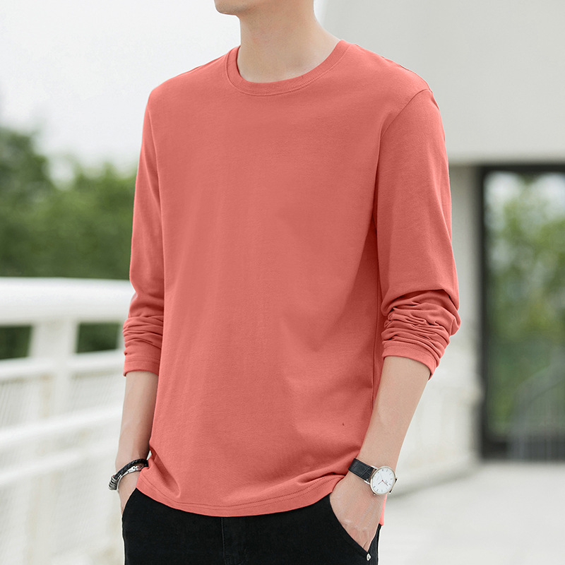 Ανδρικό μακρυμάνικο T‑shirt από 100% βαμβάκι, με στρογγυλή λαιμόκοψη, ελαφρύ βασικό ένδυμα για την άνοιξη