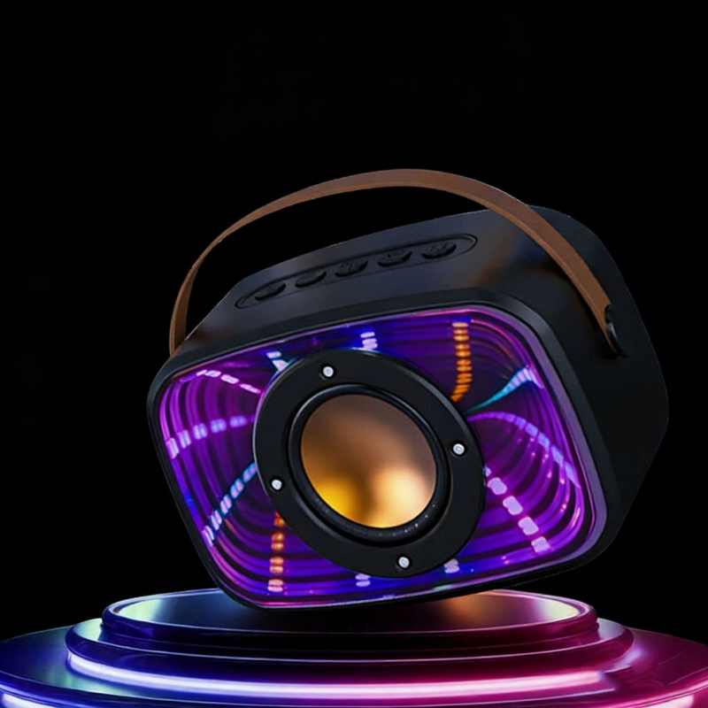Boxă Bluetooth Abyss Mirror cu design plutitor și lumini, model W20, imprimare a logo-ului