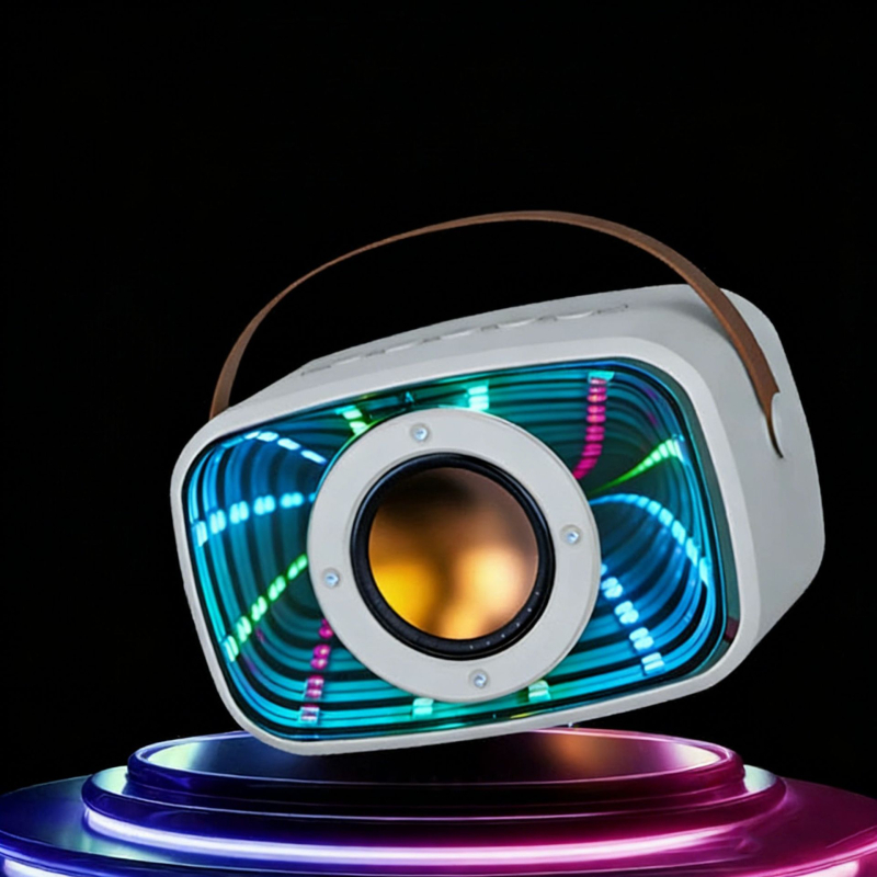 Boxă Bluetooth Abyss Mirror cu design plutitor și lumini, model W20, imprimare a logo-ului