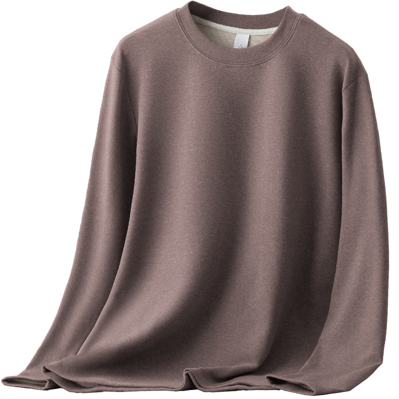 Muški debeli T‑shirt od ovčje vune i mulberry svile, dugih rukava, okrugli ovratnik, toplo unutarnje fleece podstava