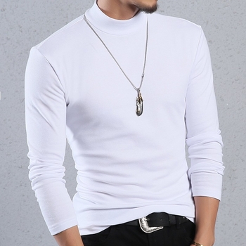 Muški dvostruko flis termalni T-shirt s dugačkim rukavima i mock neck ovratnikom, za jesen i zimu, toplo i udobno