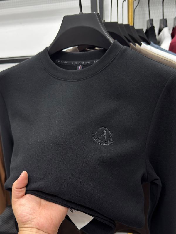 Ανδρικό μακρυμάνικο T‑shirt με στρογγυλό λαιμό, διπλής όψης βρεγμένο εσωτερικό για ζέστη, βελούδινο ύφος