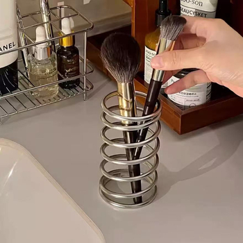 Desktop kutija za pohranu s držačem za kozmetiku, od nehrđajućeg čelika, dizajn željezne umjetničke forme za kupaonicu