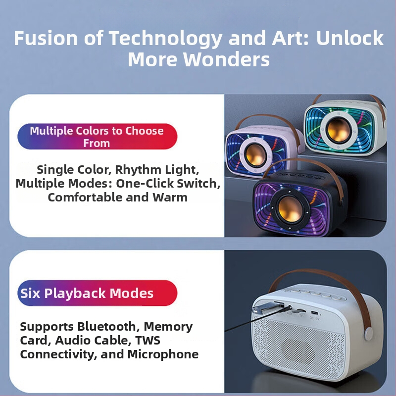 W20 vesmírna kapsula Bluetooth reproduktor s Abyss zrkadlom, zavesený dizajn a farebné svetlá