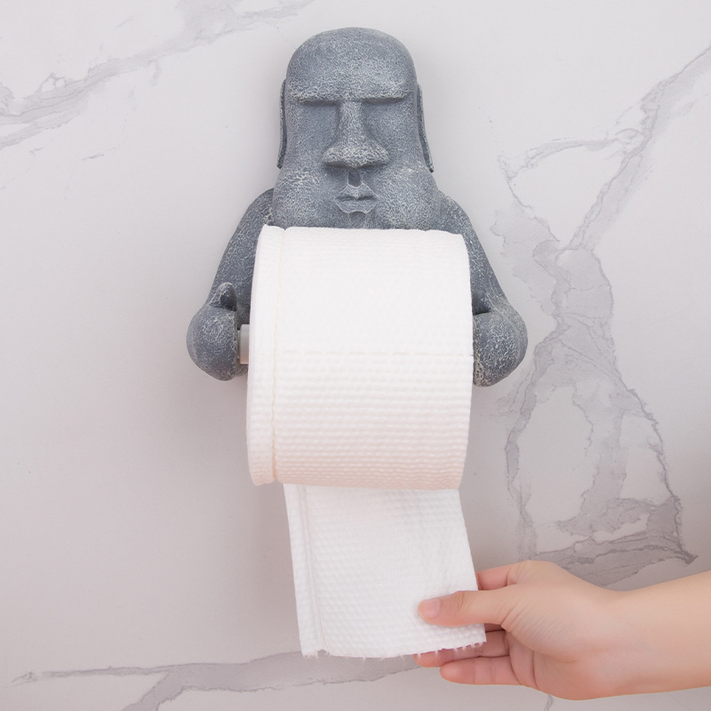 Moai kamena statua — zidni držač za toaletni papir, retro dekor kupaonice