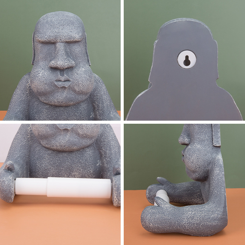 Moai kamena statua — zidni držač za toaletni papir, retro dekor kupaonice