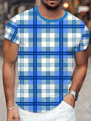 Muška majica s otiskom 3D digitalne geometrije, okrugli izrez, kratki rukavi, ljetni casual stil