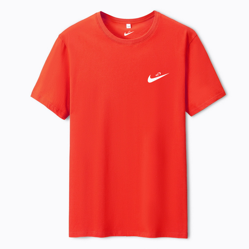 Unisex βαμβακερό κοντομάνικο T‑shirt με στρογγυλή λαιμόκοψη, ελαφρύ καλοκαίρι casual, χαλαρή γραμμή, Εκτύπωση λογότυπου μάρκας